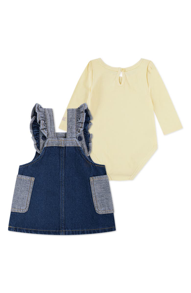 Levi's Bodysuit & Two-Tone Denim Dress Set, Alternate, color, Mellow Yellow