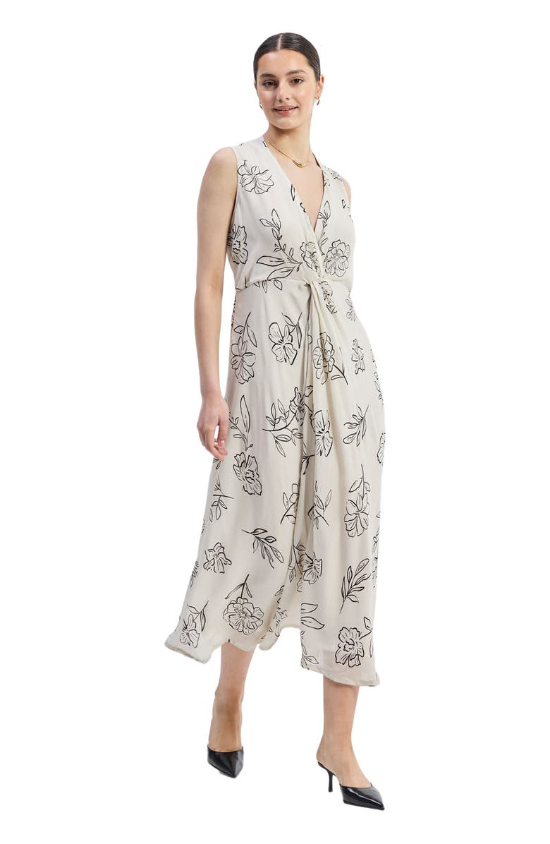 Reistor Front Twist Maxi dress in Black Florals, Alternate, color, Flowers In The Wind