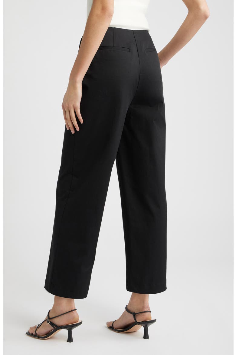 High Waist Stretch Cotton Wide Leg Pants, Alternate, color, BLACK