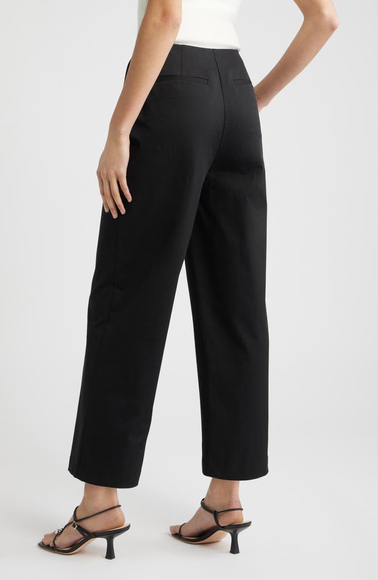 Nordstrom High Waist Stretch Cotton Wide Leg Pants, Alternate, color, Black