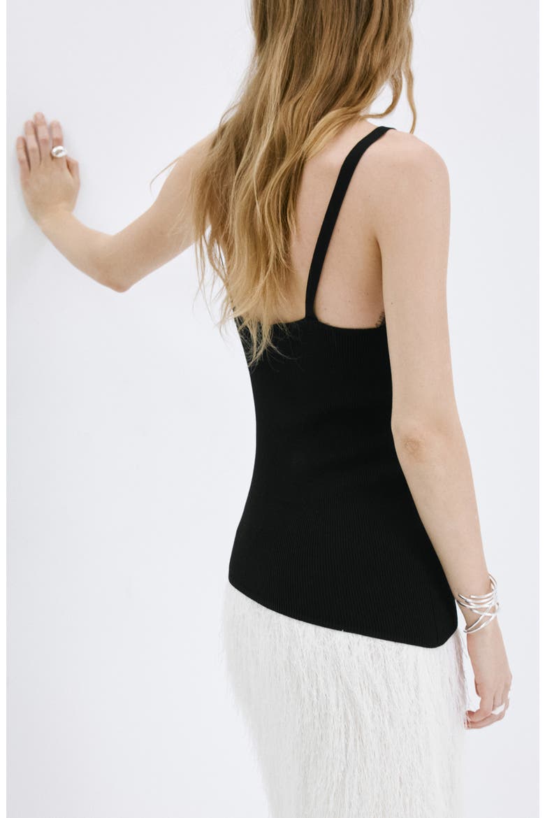 Curcuma Lace Detail Asymmetric Knit Top, Alternate, color, BLACK