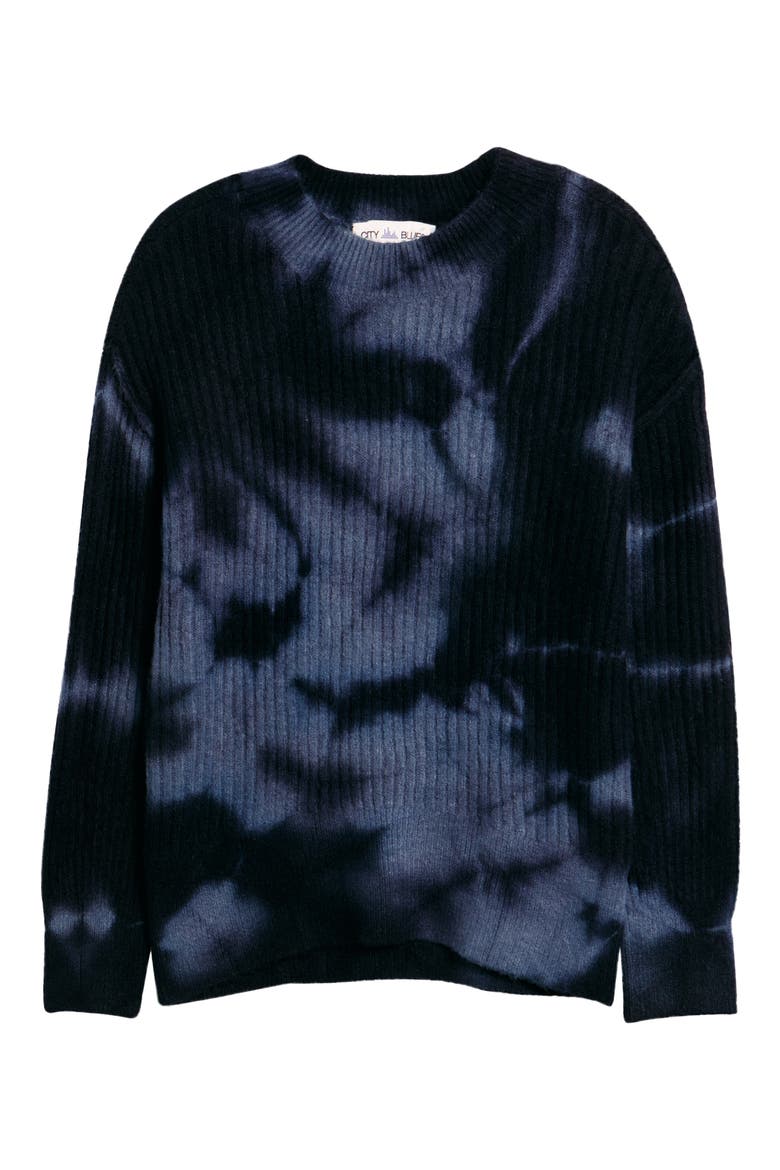 Tie Dye Crewneck Sweater, Alternate, color, MIDNIGHT