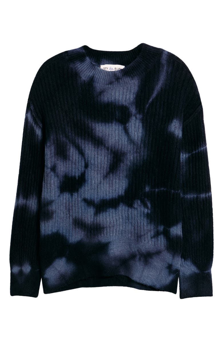 CITY BLUES Tie Dye Crewneck Sweater, Alternate, color, Midnight