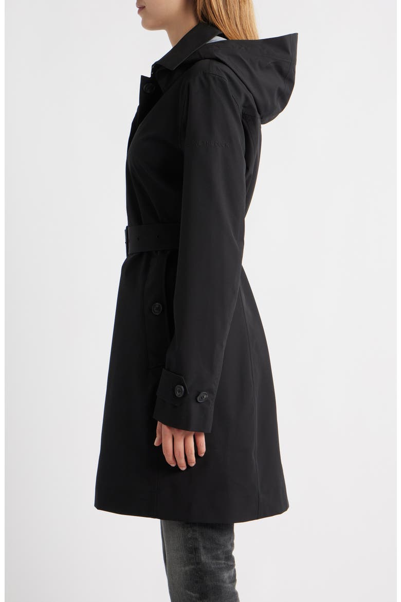 Jackie Water Resistant Raincoat with Removable Hood, Alternate, color, BLACK