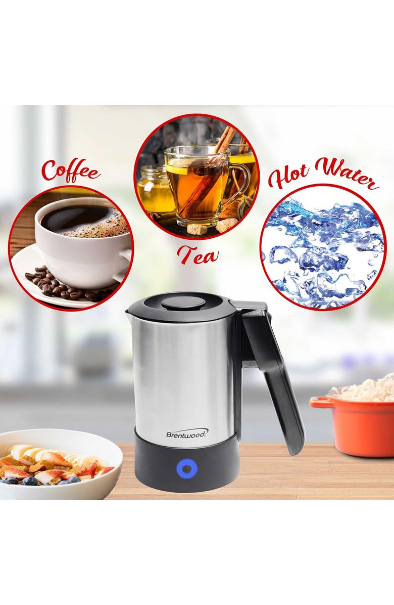 Brentwood Electric Travel Kettle, Alternate, color, Silver