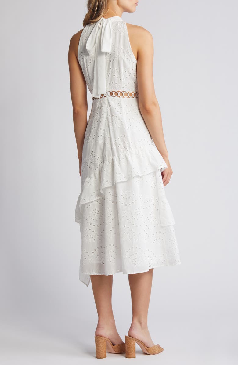 Sam Edelman Sleeveless Embroidered Eyelet Ruffle Dress, Alternate, color, White
