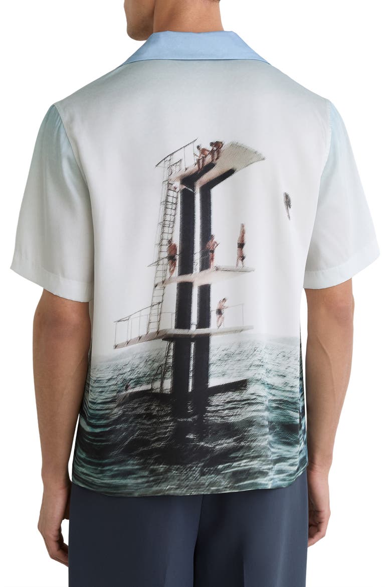 Dive Print Camp Shirt, Alternate, color, SOFT BLUE