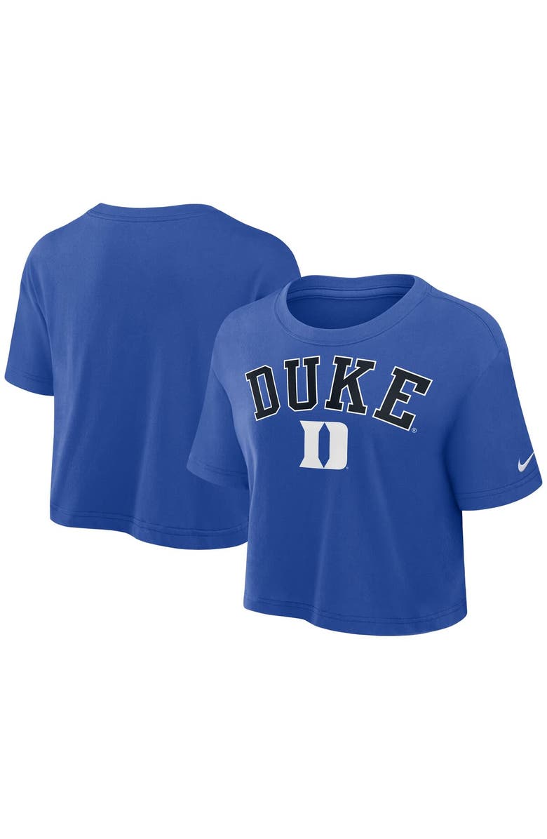 Nike Women's Nike Royal Duke Blue Devils Athletic Prep Arch Performance Cropped T-Shirt, Main, color, Royal