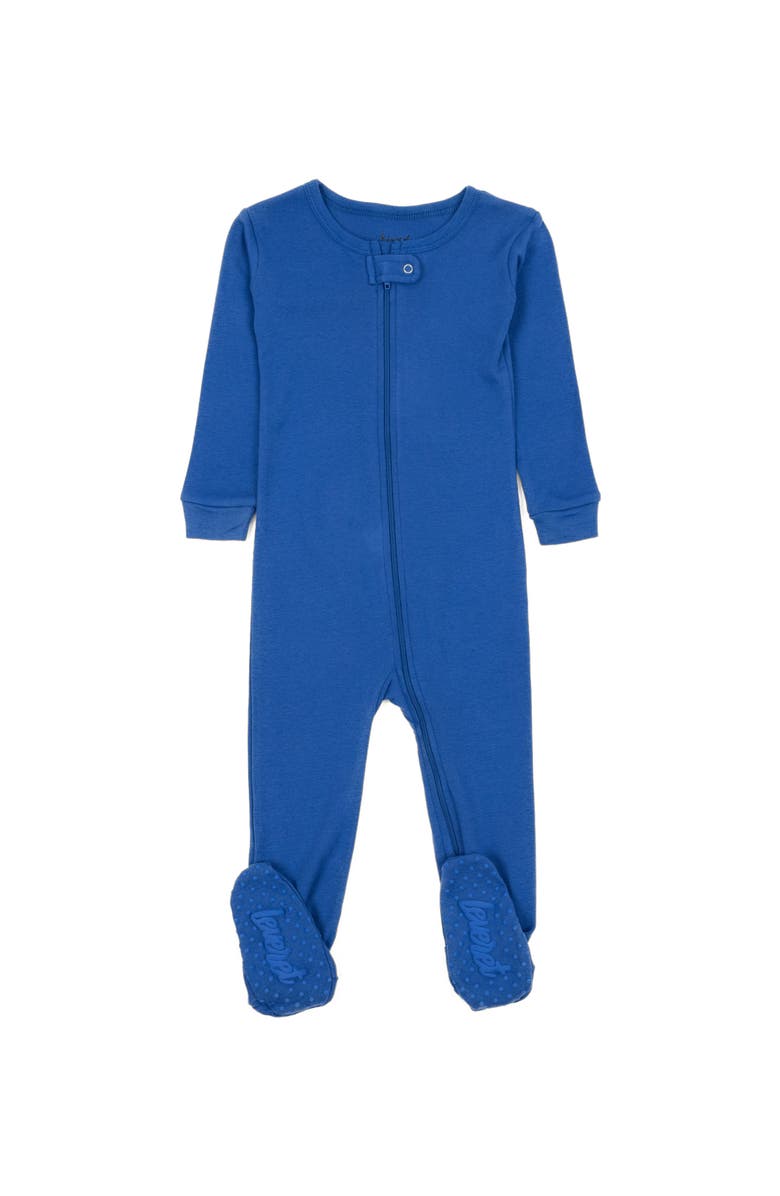 Leveret Footed Solid Cotton Matching Family Pajamas, Main, color, Royal Blue