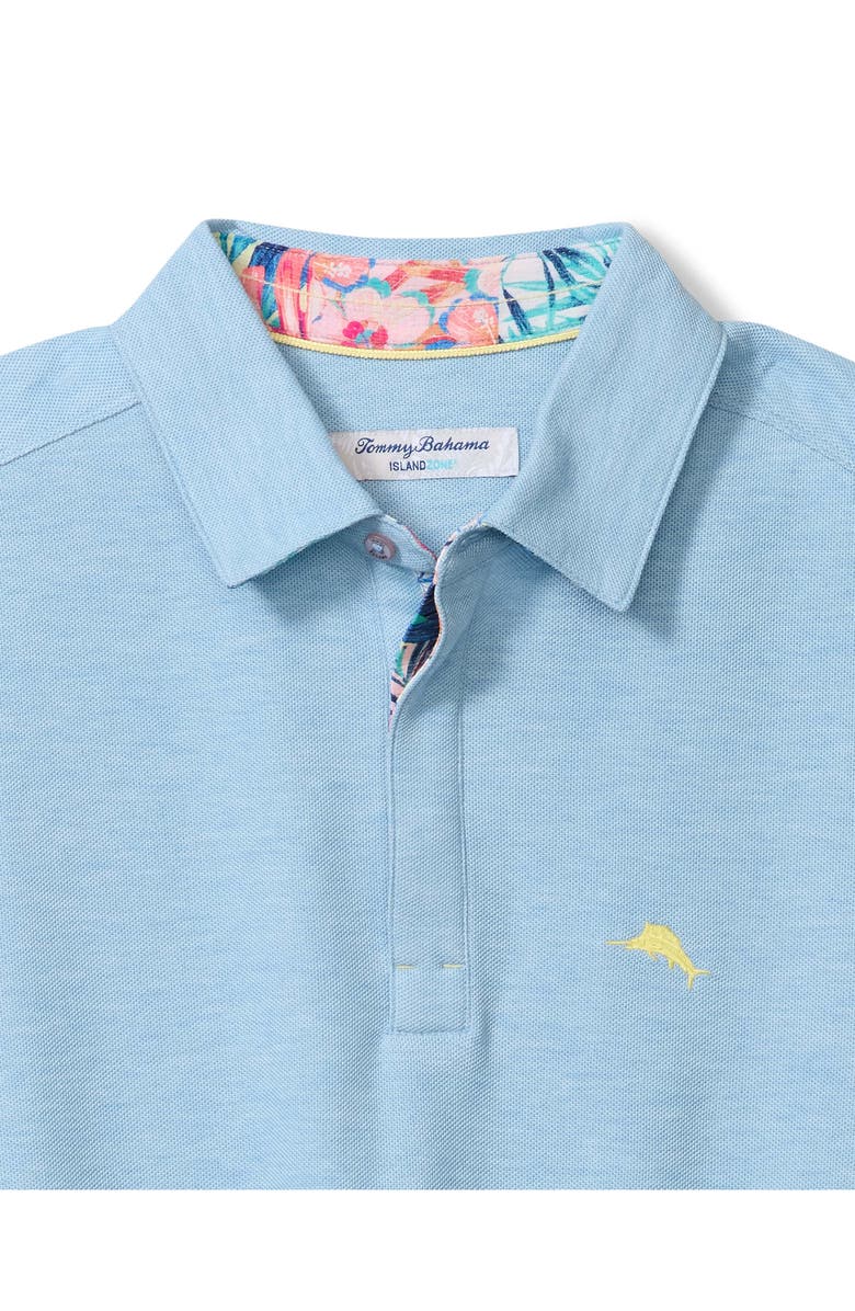 Tommy Bahama Positano Palms Five O'Clock IslandZone<sup>®</sup> Piqué Performance Polo, Alternate, color, Vacation Blue Heather