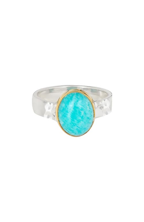 Ys Gems Bezel Set Amazonite Ring In Blue