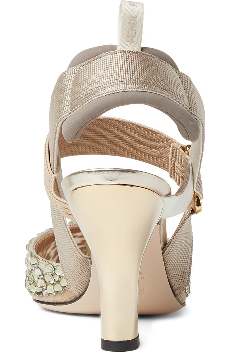 Fendi Colibri Crystal Embellished Slingback Pump, Alternate, color, Beige