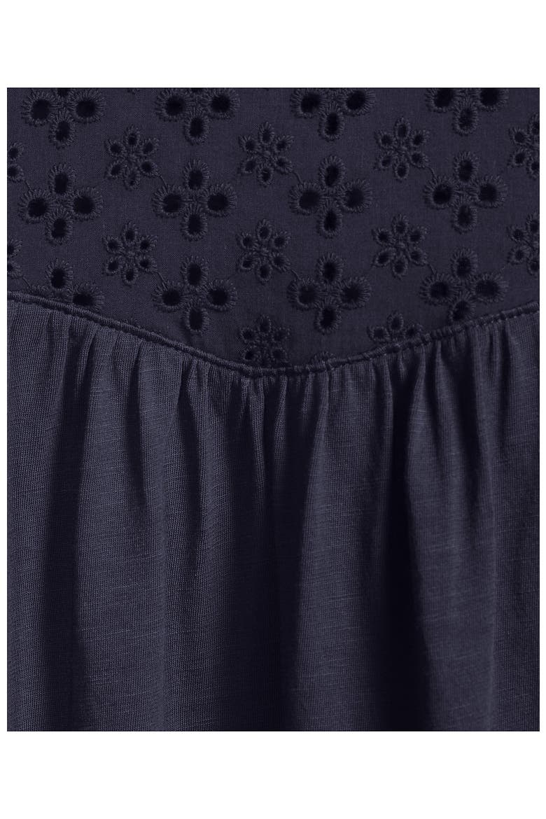 Plus Size 3/4 Sleeve Eyelet Mix Flowy Top, Alternate, color, Faded Navy