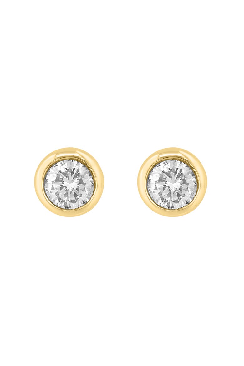 14K Gold Plated Sterling Silver Diamond Stud Earrings, Main, color, GOLD