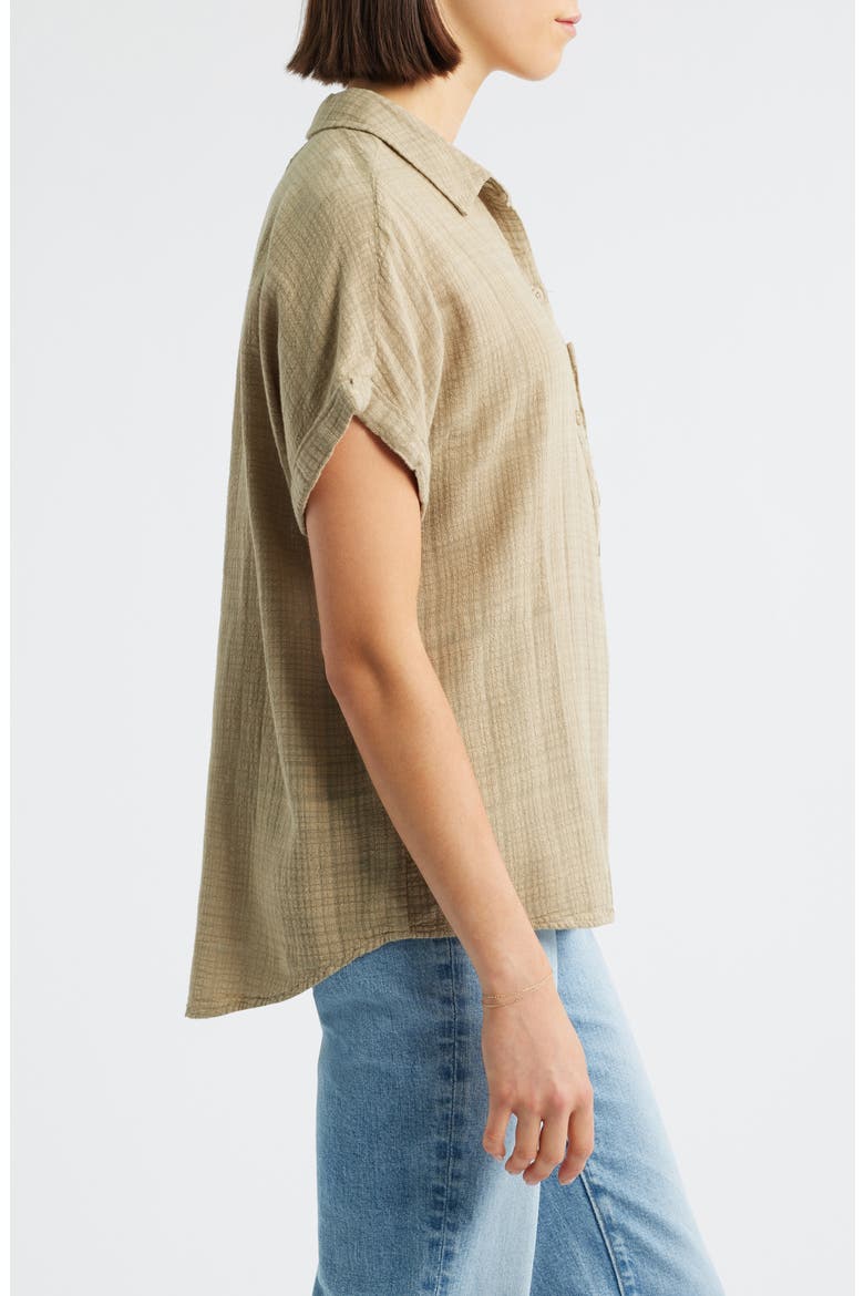 Plaid Short Sleeve Button-Up Shirt, Alternate, color, WILLOW TREE