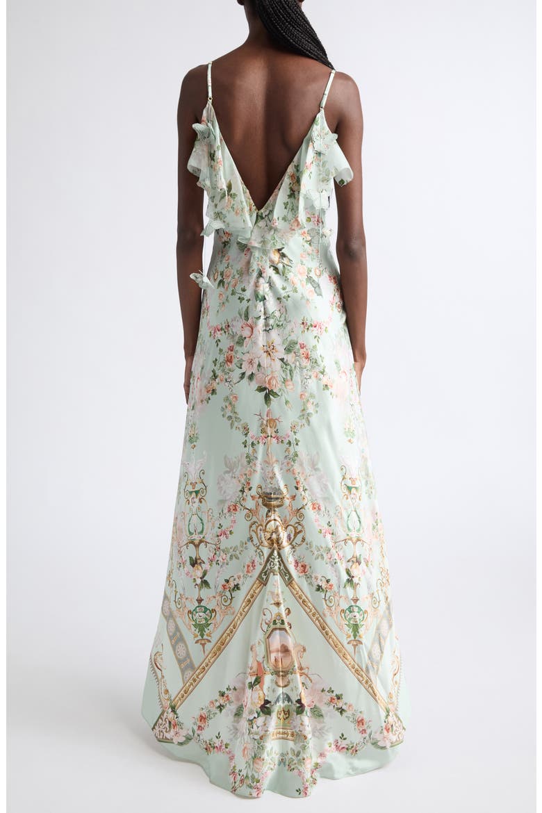 Wildflower Wunderland V Neck Silk Slip Dress, Alternate, color, WILDFLOWER WUNDERLAND