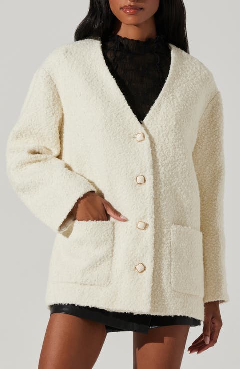 Maidy Wool Blend Bouclé Knit Coat