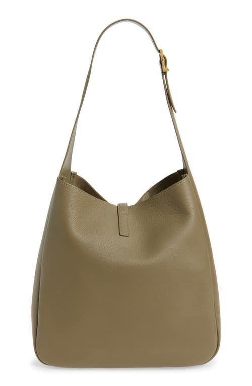 Saint Laurent Large Le 5 À 7 Leather Hobo Bag In Green