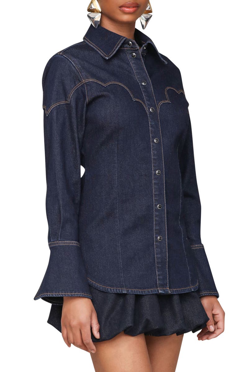 Avec Les Filles Western Denim Shirt, Alternate, color, Fell Wash