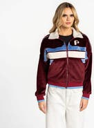THE WILD COLLECTIVE Women's The Wild Collective Burgundy Philadelphia Phillies Velvet Cord Full-Zip Jacket