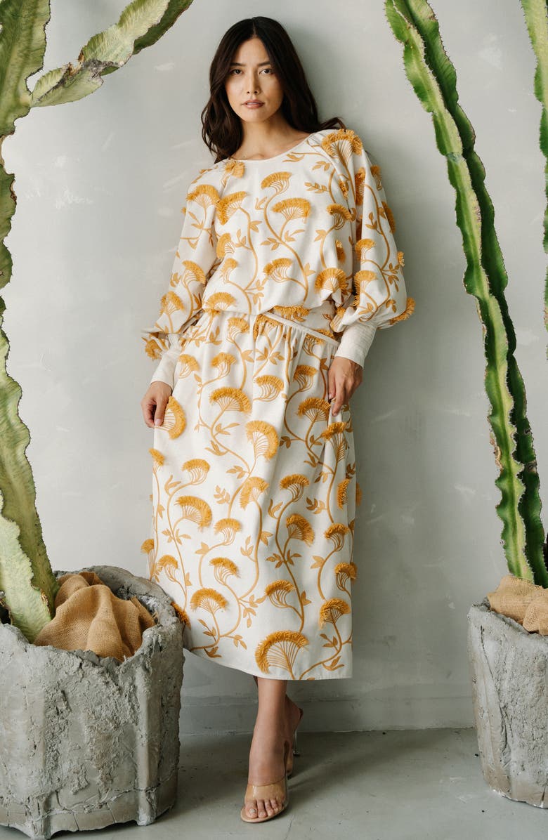 CIEBON Wonda Fringe Midi Skirt, Alternate, color, White Multi