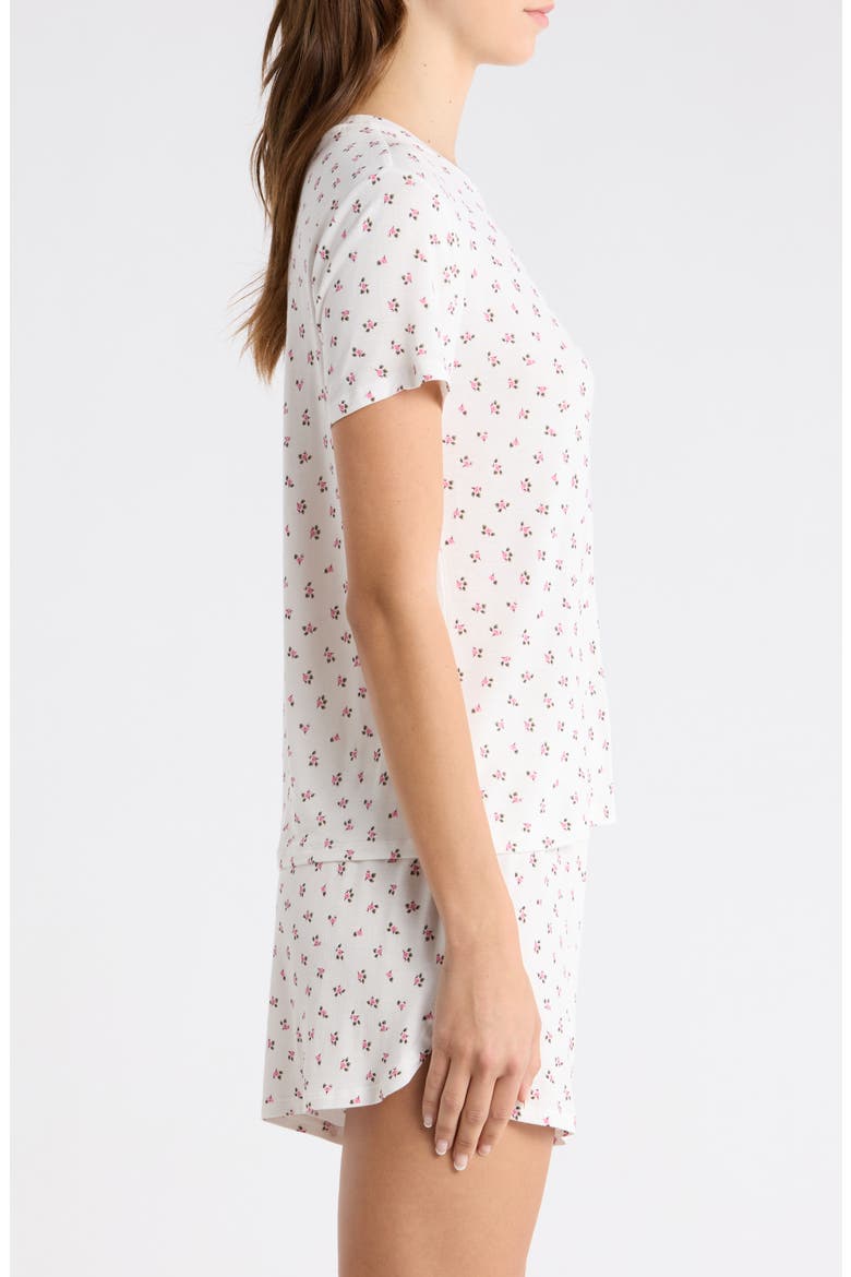 Jersey Shortie Pajamas, Alternate, color, IVORY- PINK ROSETTE DITSY