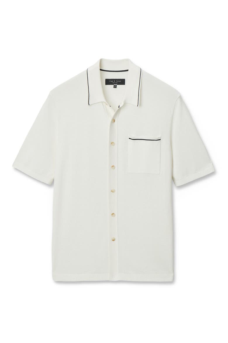 Conrad Silk & Cotton Dalton Knit Button-Up, Alternate, color, CHALK