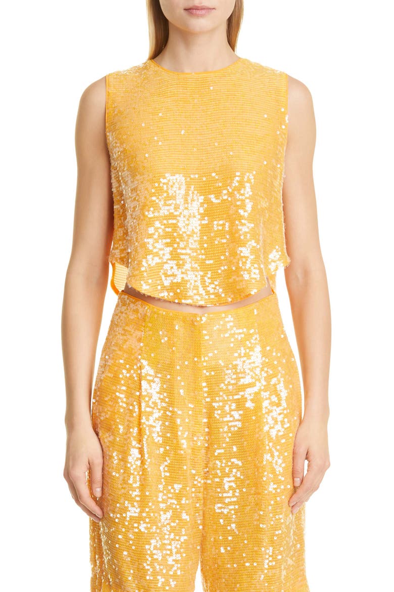 Sequin Crop Top, Main, color, BURNT ORANGE