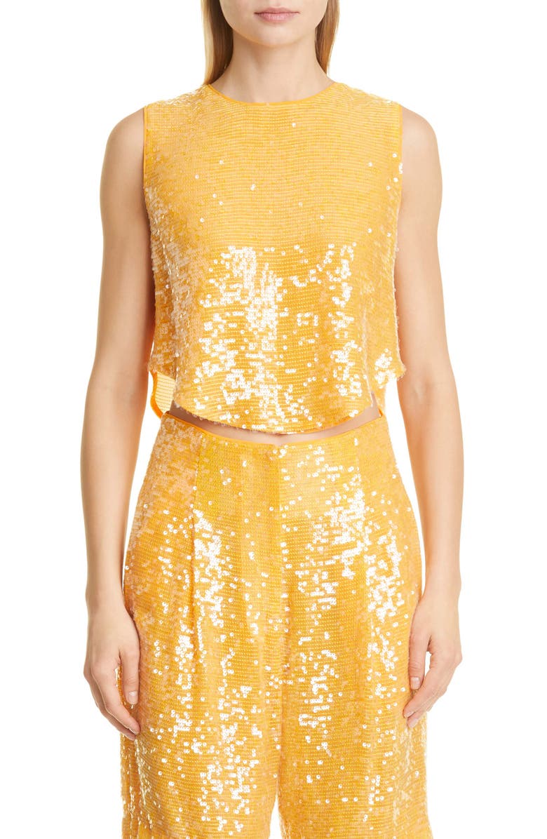 LAPOINTE Sequin Crop Top, Main, color,
