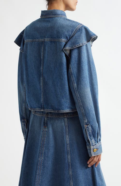 Ulla Johnson The Mathilde Ruffled Denim Shirt In Danube