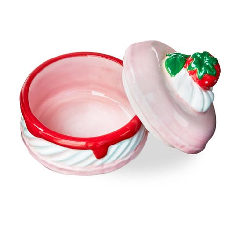 Macaron Trinket Dish Pink Earthenware Everyday,Christmas