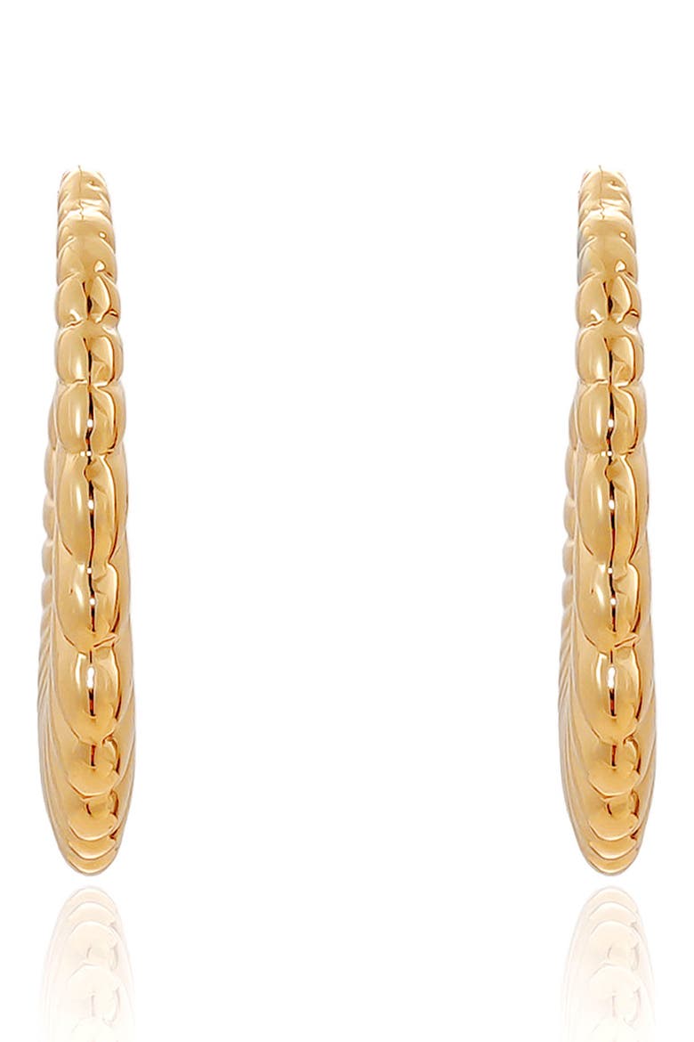 Ribbed Hoop Earrings, Alternate, color, GOLD