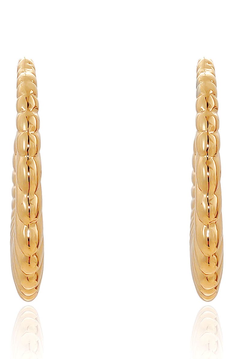 Ettika Ribbed Hoop Earrings, Alternate, color, Gold