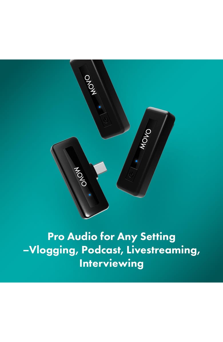 MOVO Wireless Mini UC Duo - Ultracompact Rechargeable Wireless Lavalier Microphone System for Android, Alternate, color, Black