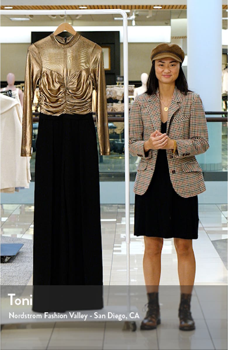 Leonarda Bronze Bodice Crepe Back Satin Wide Leg Jumpsuit, sales video thumbnail