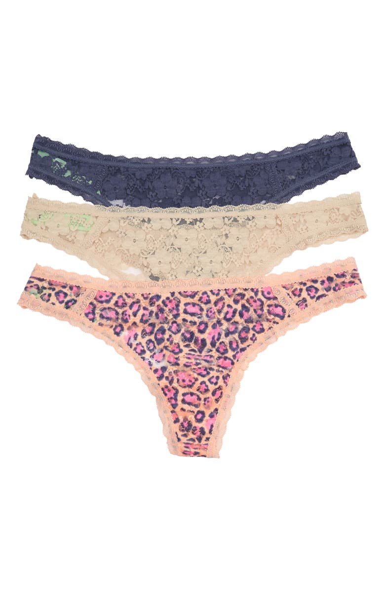 Honeydew Lady In Lace 3-Pack Low Rise Thongs, Main, color,