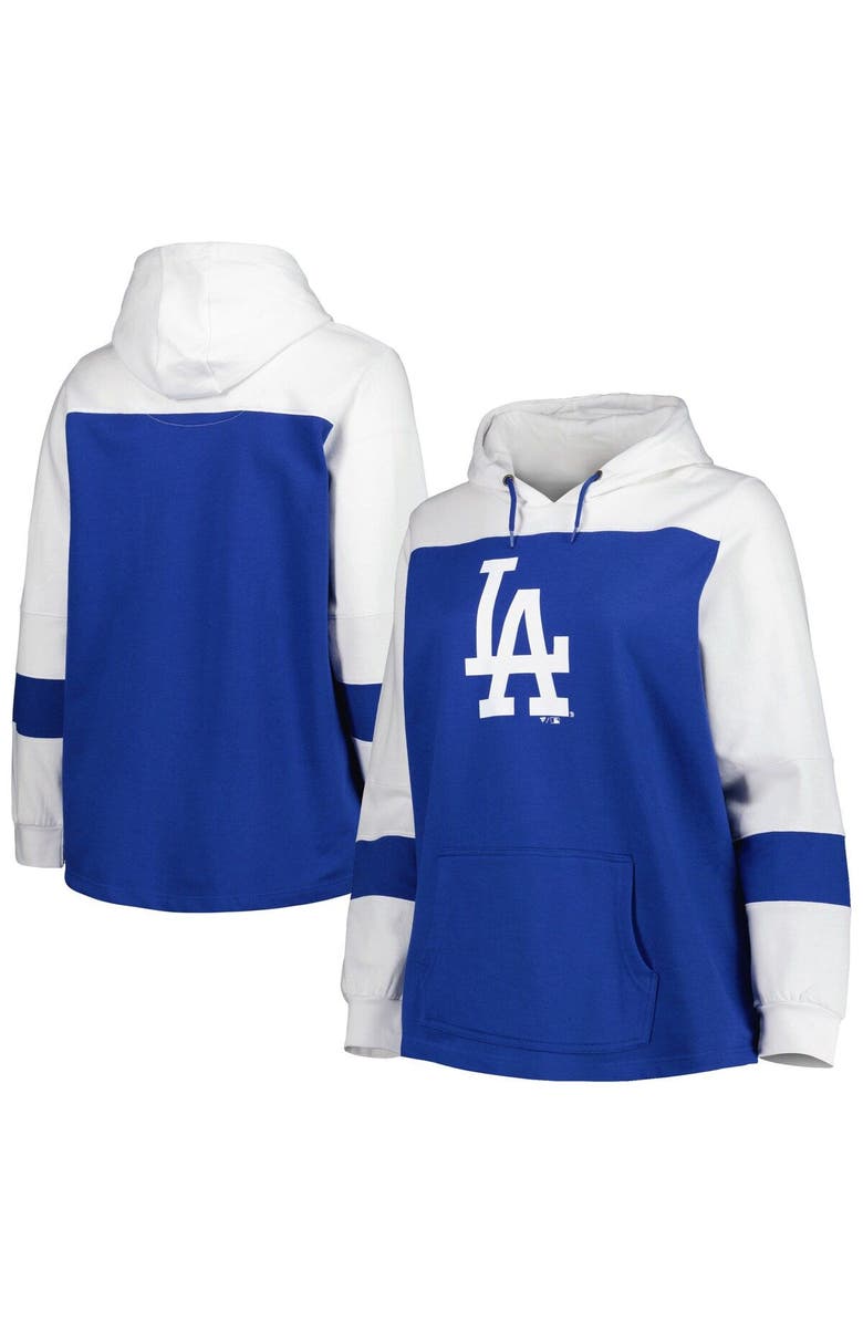 PROFILE Women's Royal Los Angeles Dodgers Plus Size Colorblock Pullover Hoodie, Main, color, Royal