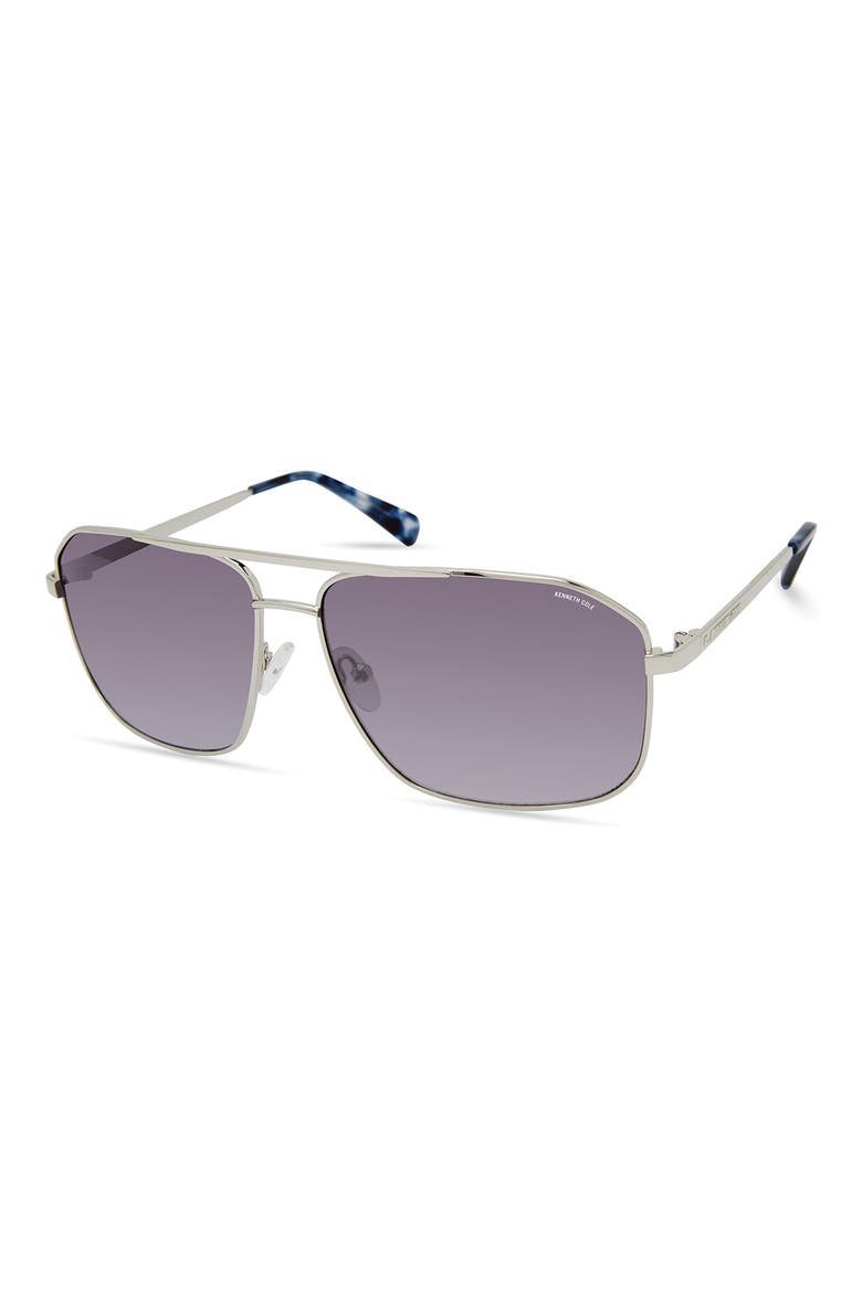 62mm Navigator Sunglasses, Main, color, SHINY LIGHT NICKELTIN / SMOKE