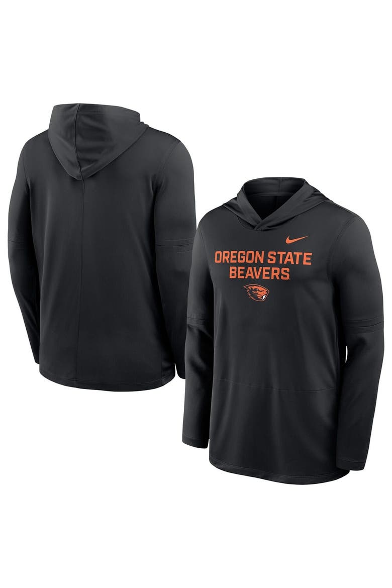Men's Nike Black Oregon State Beavers 2025 Sideline Dri-FIT Long Sleeve Hoodie T-Shirt, Main, color, Black