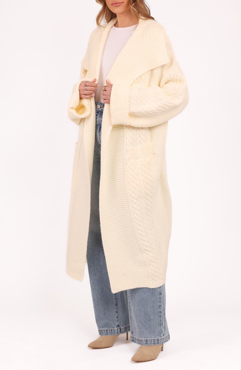 Petal & Pup Nova Longline Cable Knit Cardigan, Alternate, color, Cream