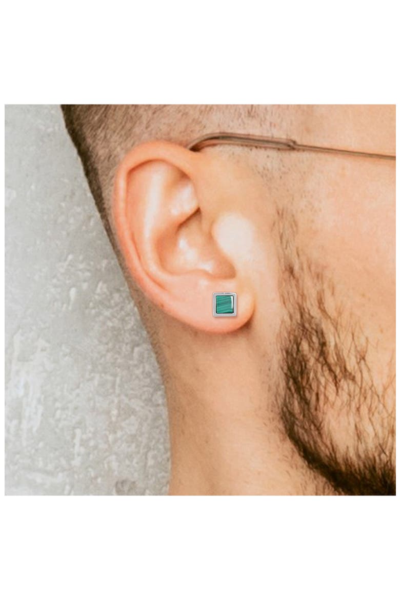 Men's Set of 2 Malachite Square Stud Earrings, Alternate, color, GREEN
