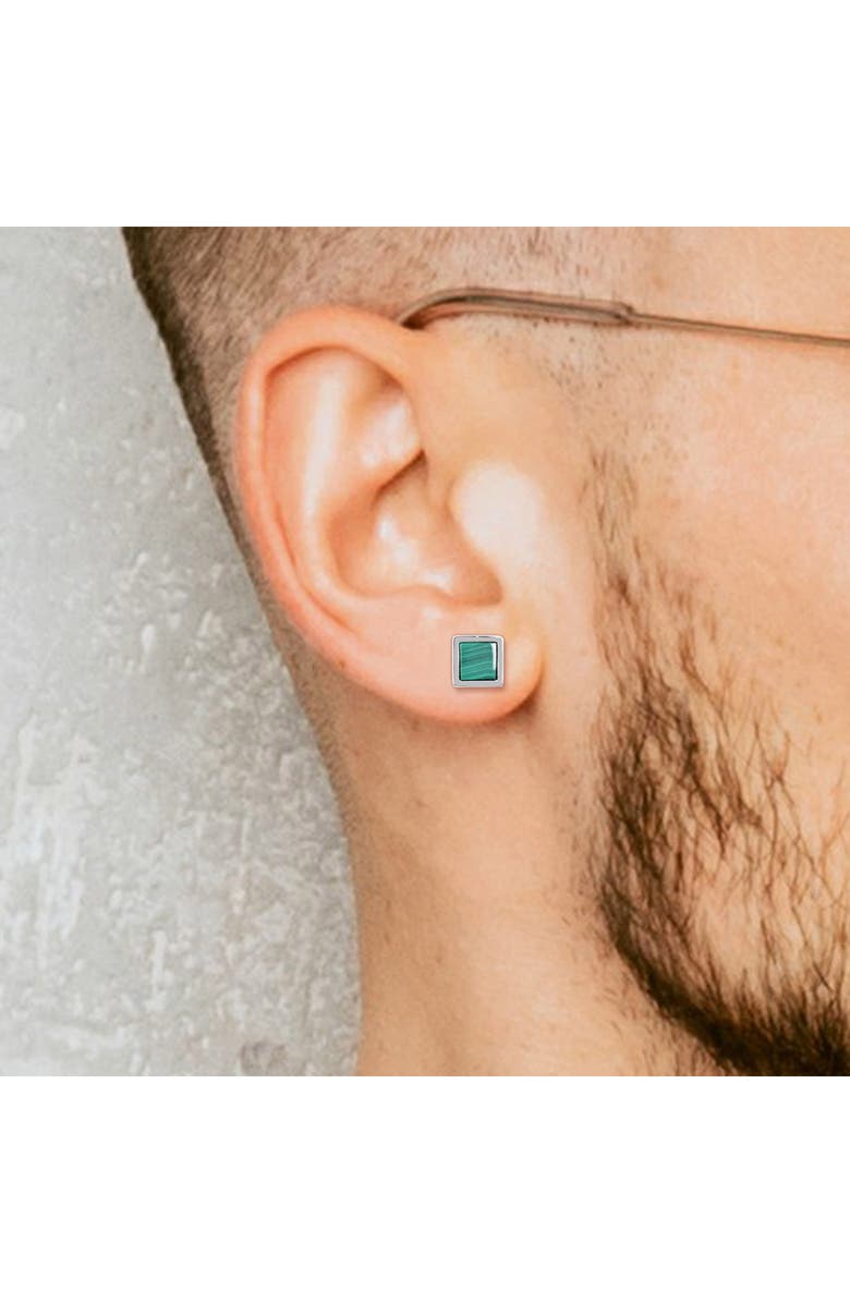 DELMAR Men's Set of 2 Malachite Square Stud Earrings, Alternate, color, Green