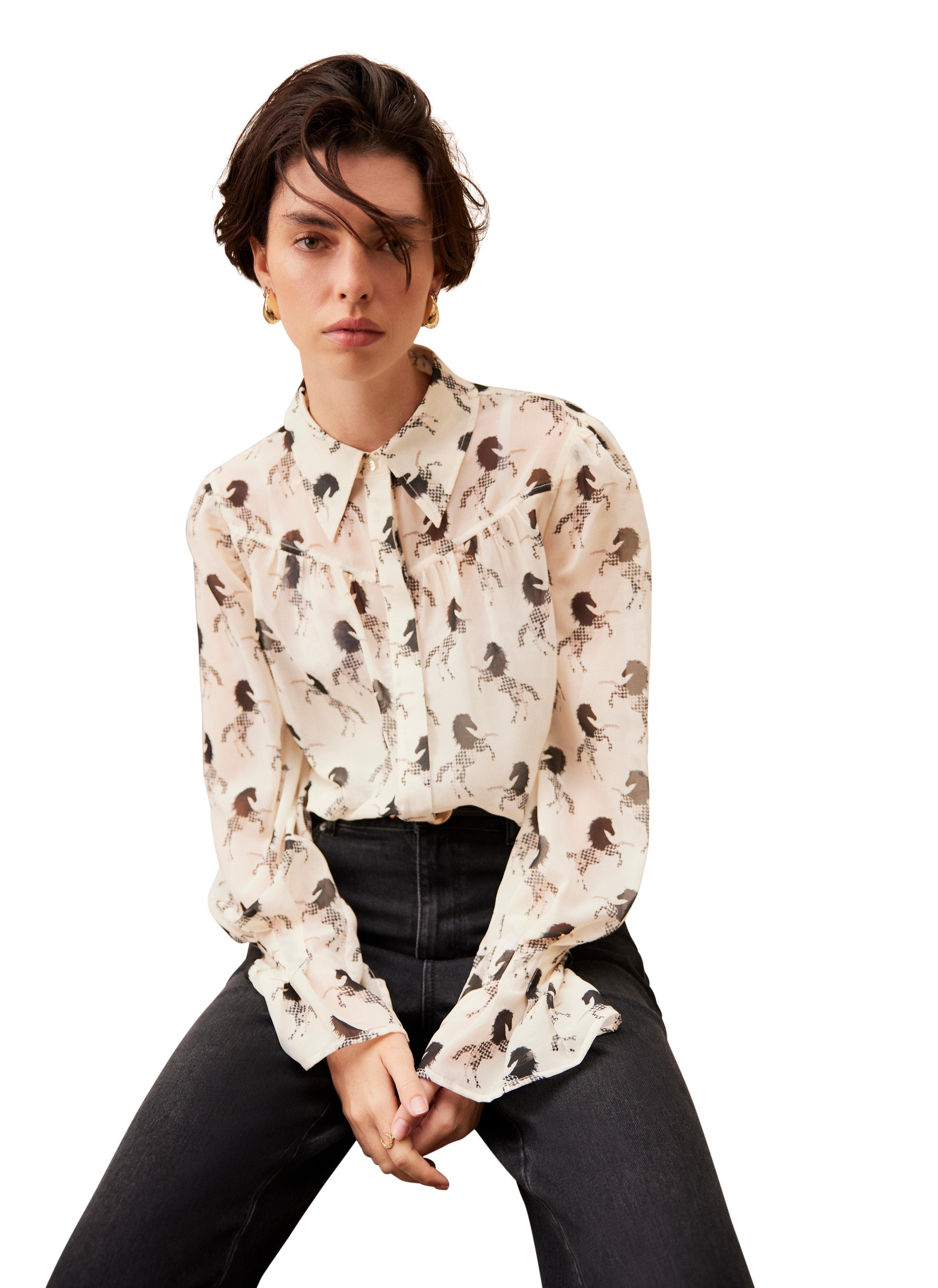 Horse Print Sheer Blouse - image 2