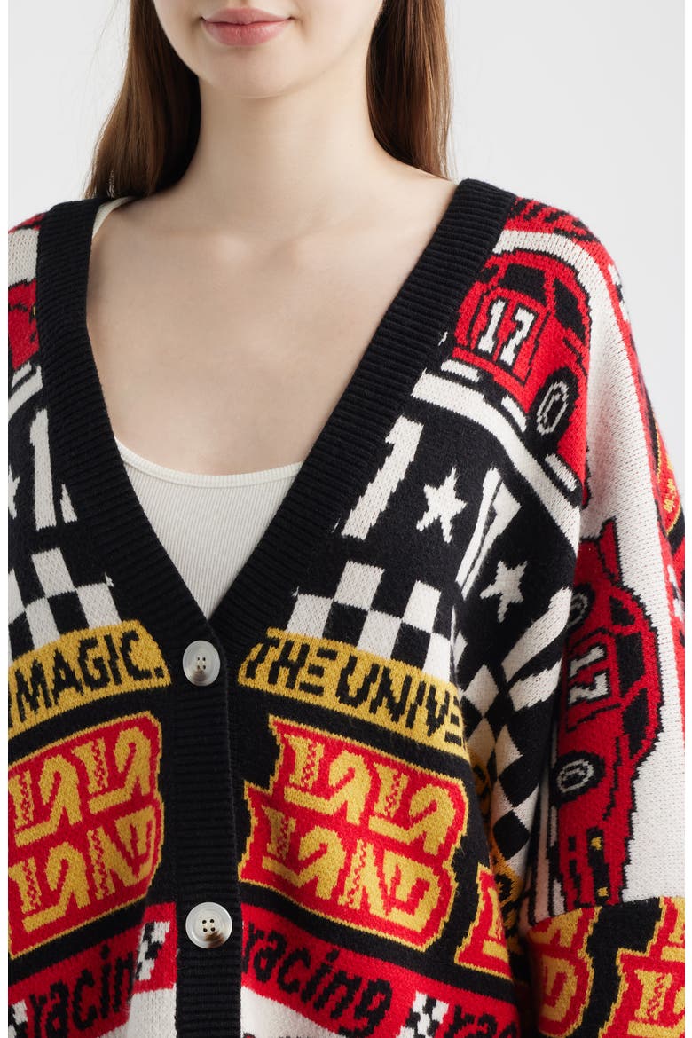 Vroom Vroom Oversize Cardigan, Alternate, color, RED/ BLACK