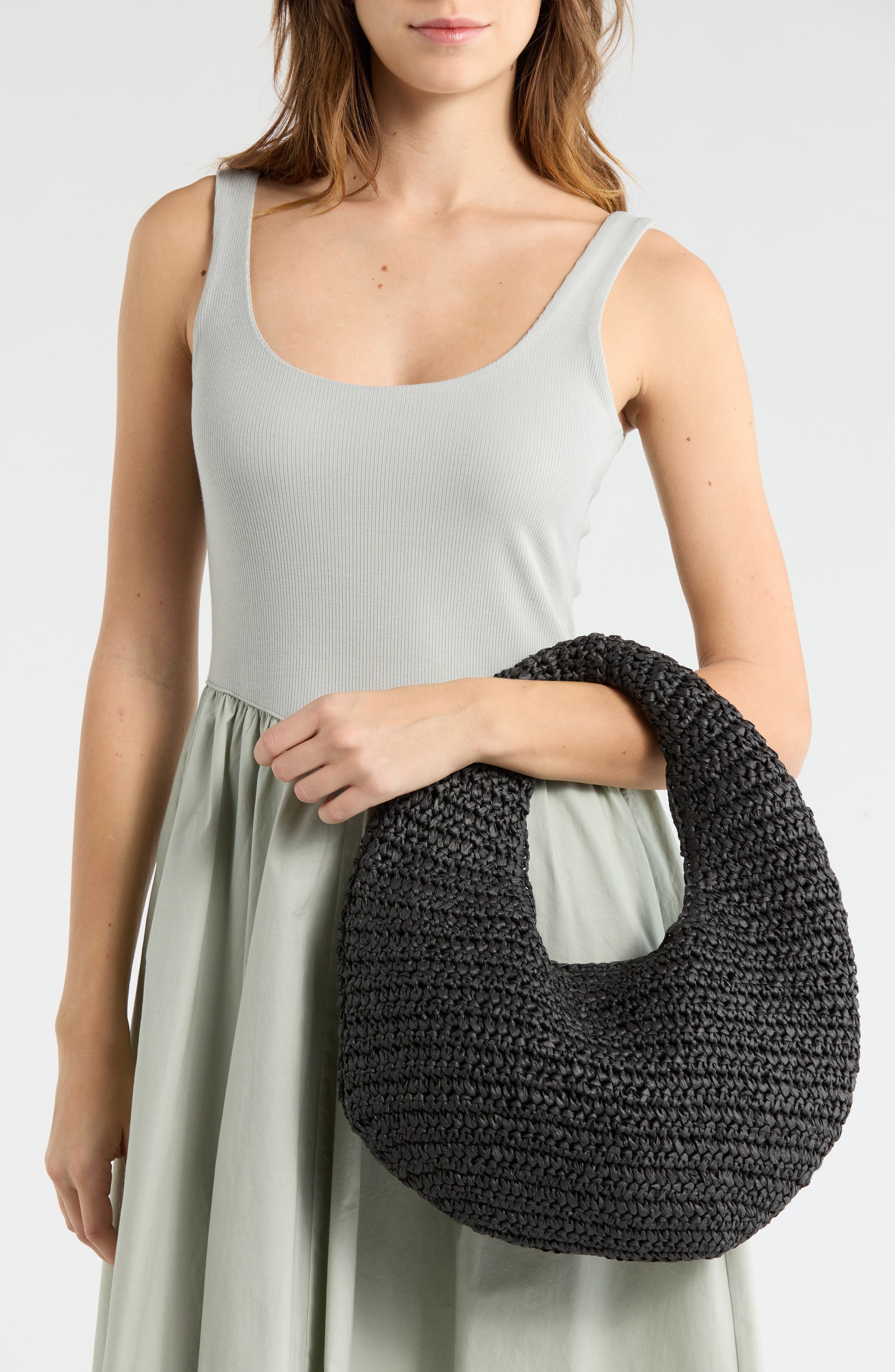 Collection XIIX Slouchy Crochet Hobo Bag, Alternate, color, Black