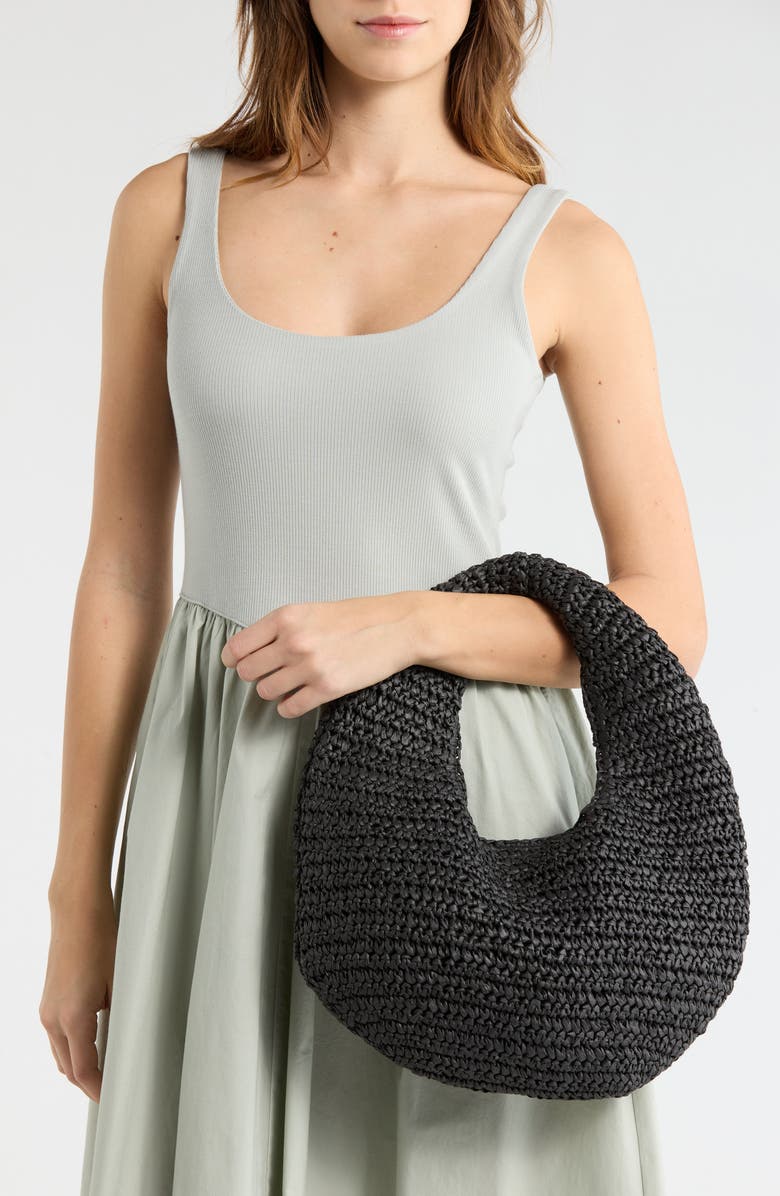 Collection XIIX Slouchy Crochet Hobo Bag, Alternate, color, Black