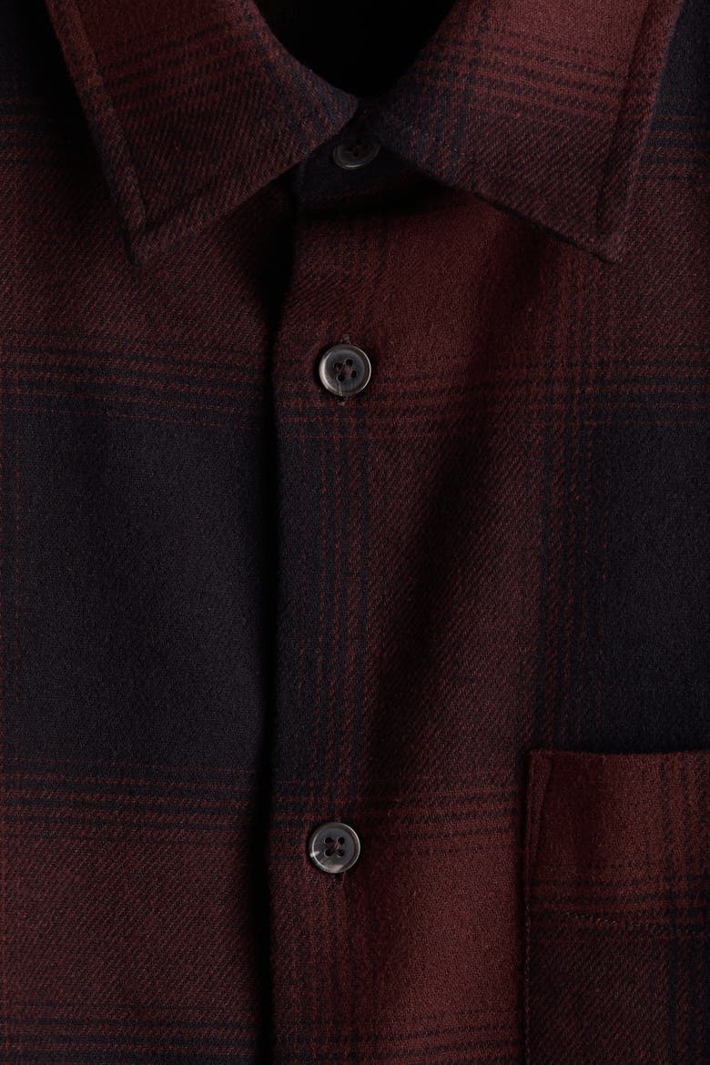Loose-Fit Flannel Shirt, Alternate, color, Dark brown/checked