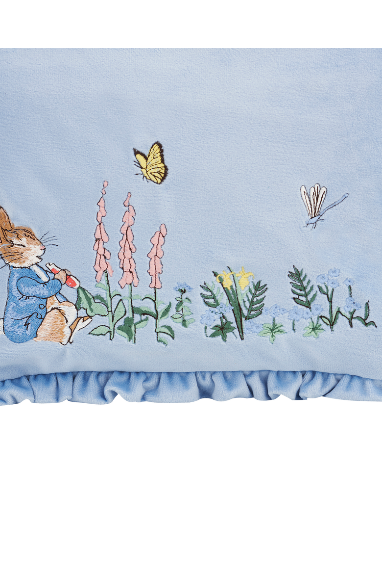 x Peter Rabbit Blue Velvet Embroidered Pouch, Alternate, color, Light Blue