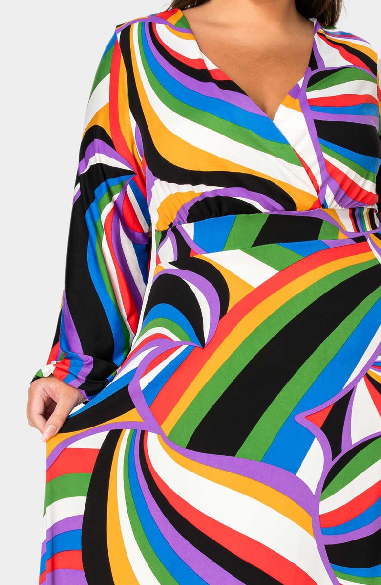 L I V D Vacanza Abstract Print Long Sleeve Maxi Dress, Alternate, color, Vibrant