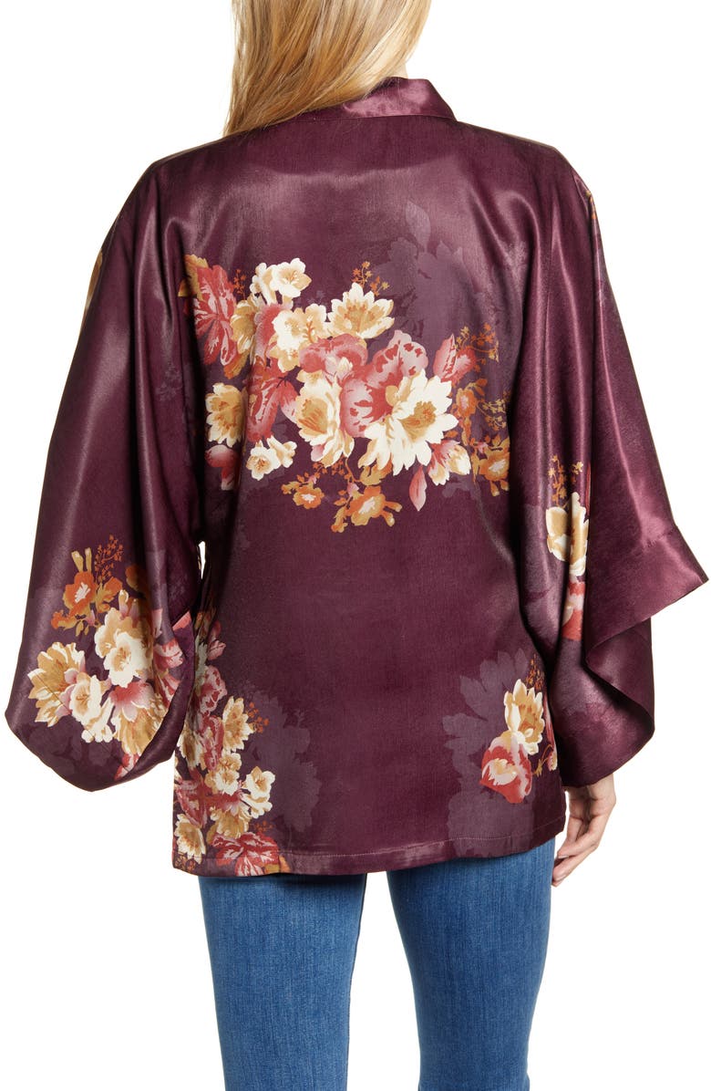 Nordstrom Floral Satin Open Jacket, Alternate, color,